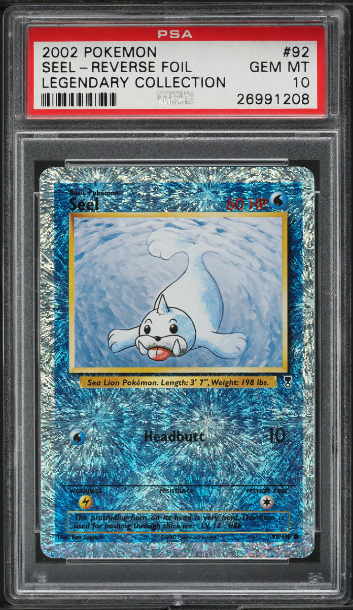 2002 POKEMON LEGENDARY COLLECTION REVERSE HOLO SEEL #92 PSA 10 GEM MINT