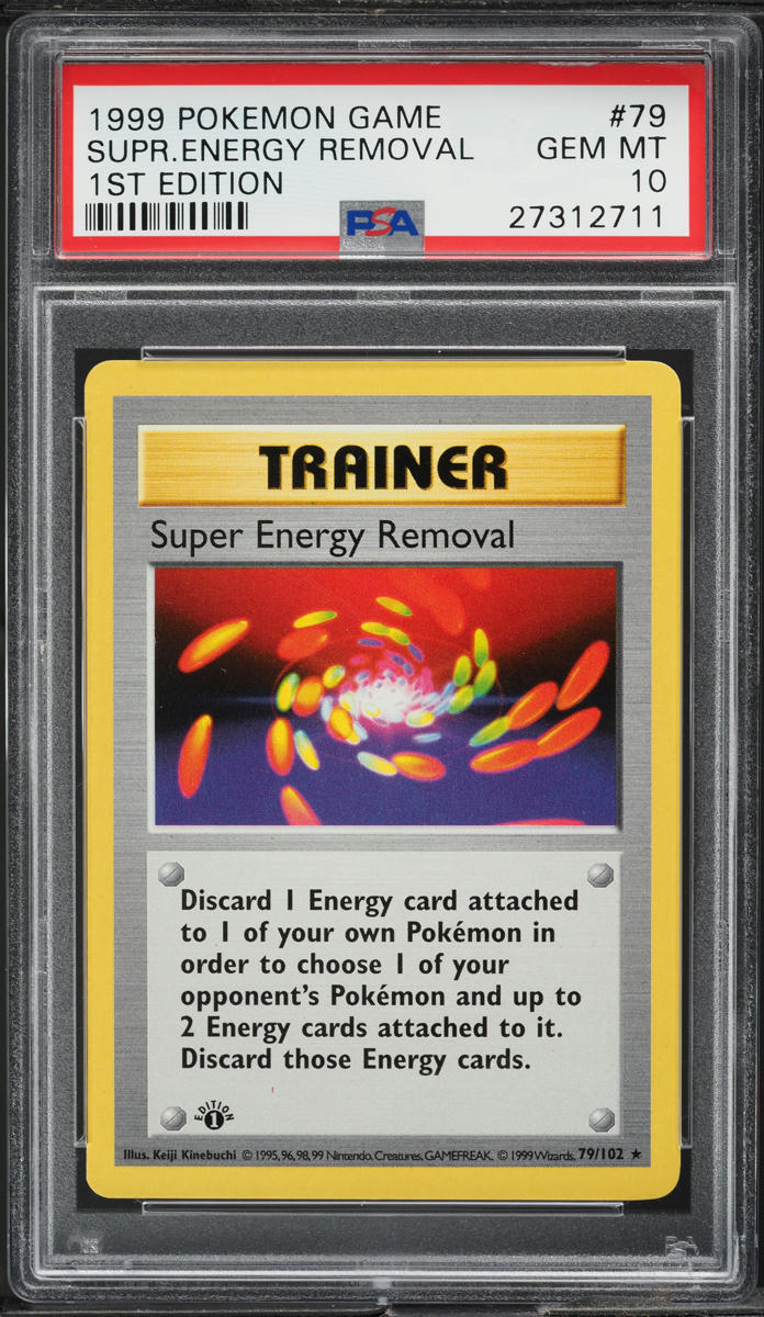 1999 POKEMON BASE SET SHADOWLESS 1ST EDITION SUPER ENERGY REMOVAL #79 PSA 10 GEM