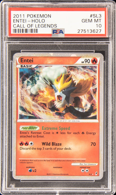 2011 POKEMON CALL OF LEGENDS HOLO #SL3 ENTEI PSA 10