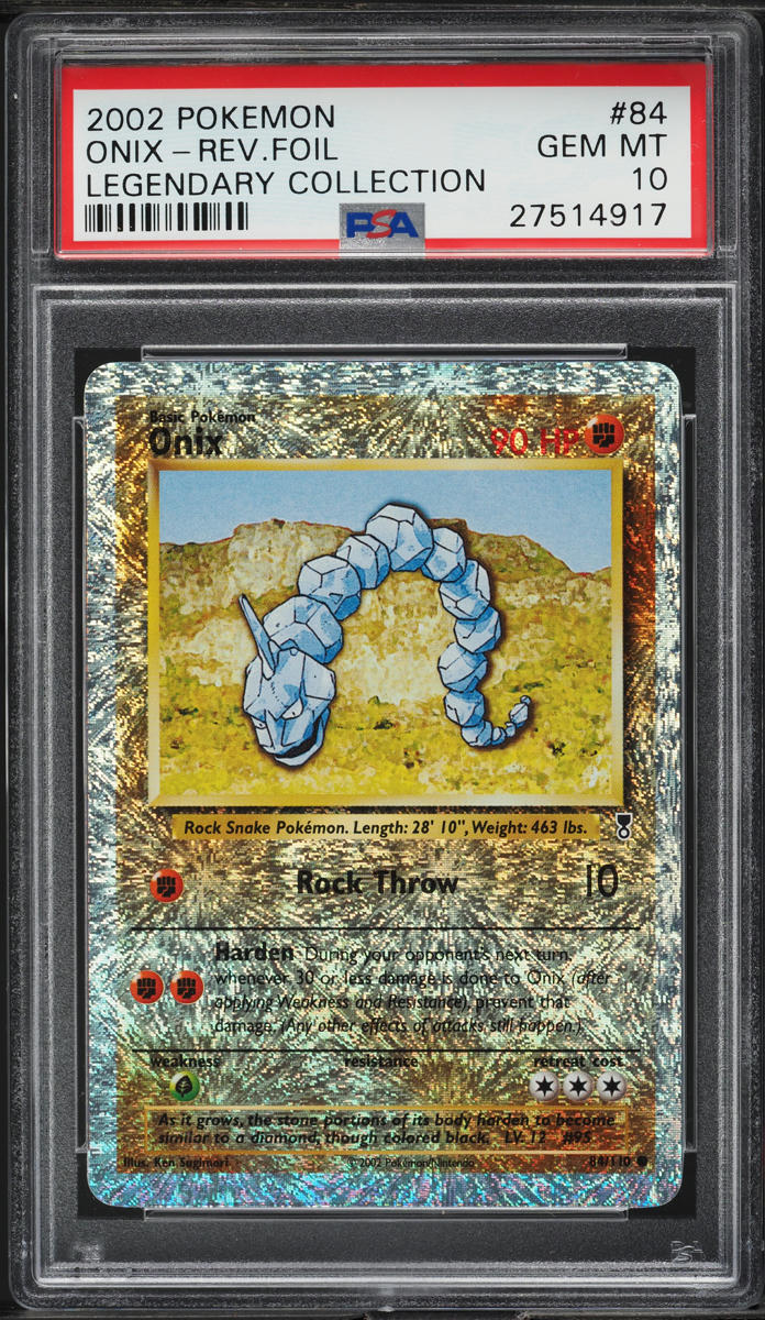 2002 POKEMON LEGENDARY COLLECTION REVERSE HOLO ONIX #84 PSA 10 GEM MINT