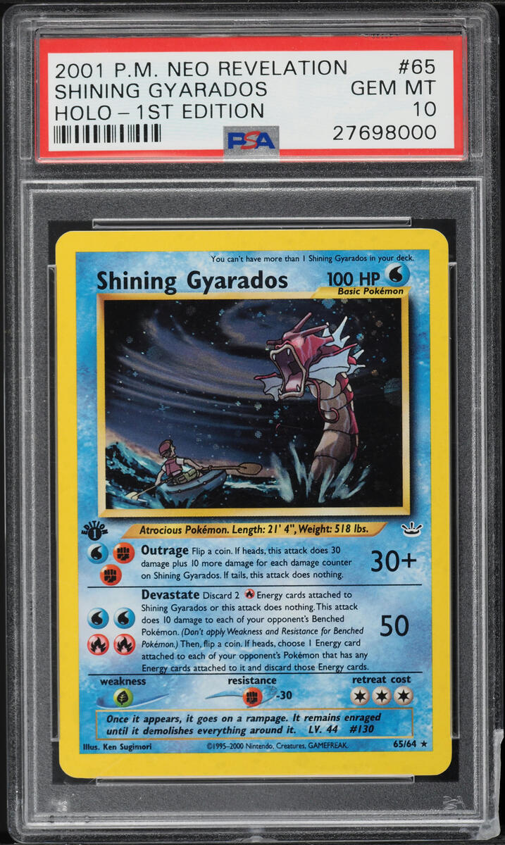 2001 POKEMON NEO REVELATION 1ST EDITION HOLO SHINING GYARADOS #65 PSA 10