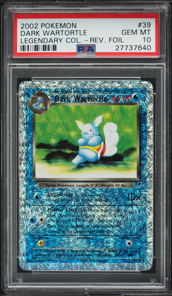 2002 POKEMON LEGENDARY COLLECTION REVERSE HOLO DARK WARTORTLE #39 PSA 10 GEM