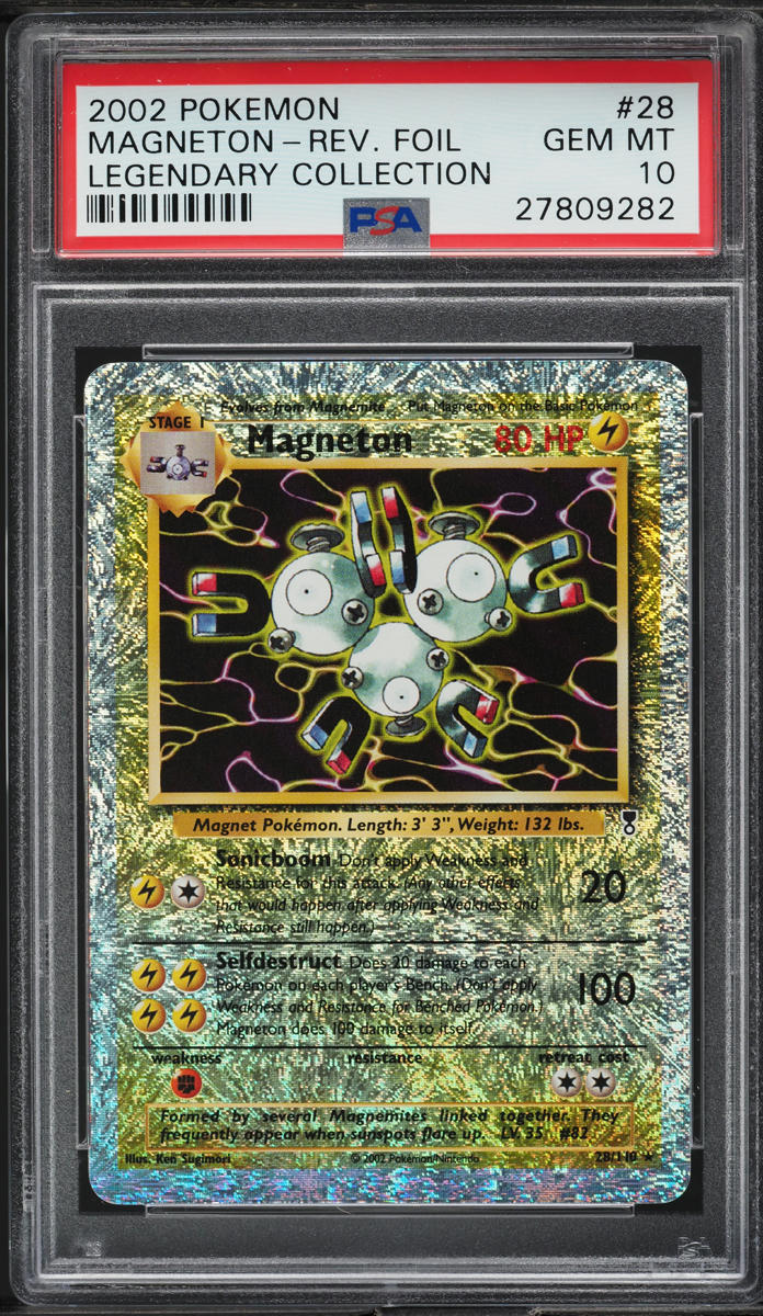 2002 POKEMON LEGENDARY COLLECTION REVERSE HOLO MAGNETON #28 PSA 10 GEM MINT