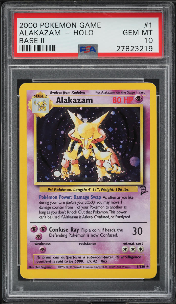 2000 POKEMON BASE SET 2 HOLO ALAKAZAM #1 PSA 10 GEM MINT