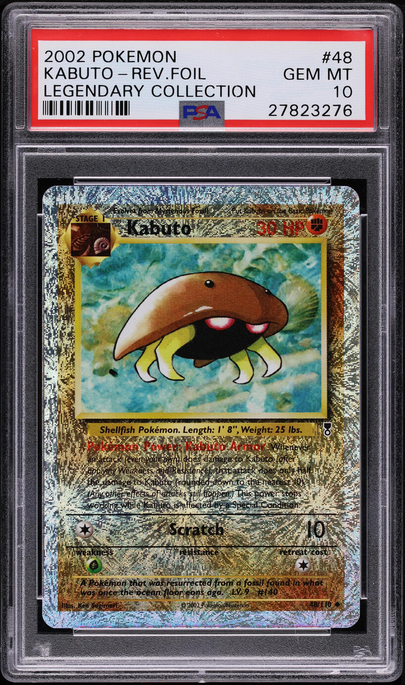 2002 POKEMON LEGENDARY COLLECTION REVERSE HOLO KABUTO #48 PSA 10 GEM MINT