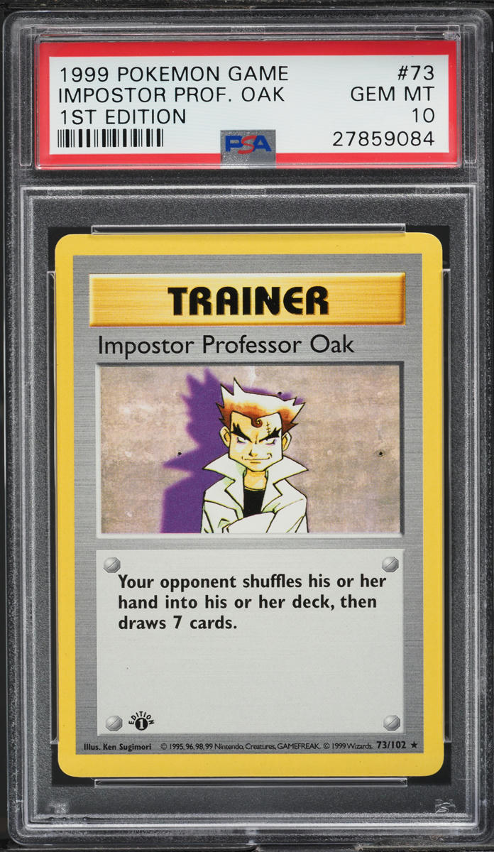 1999 POKEMON BASE SET SHADOWLESS 1ST EDITION IMPOSTOR PROFESSOR OAK #73 PSA 10 GEM MINT