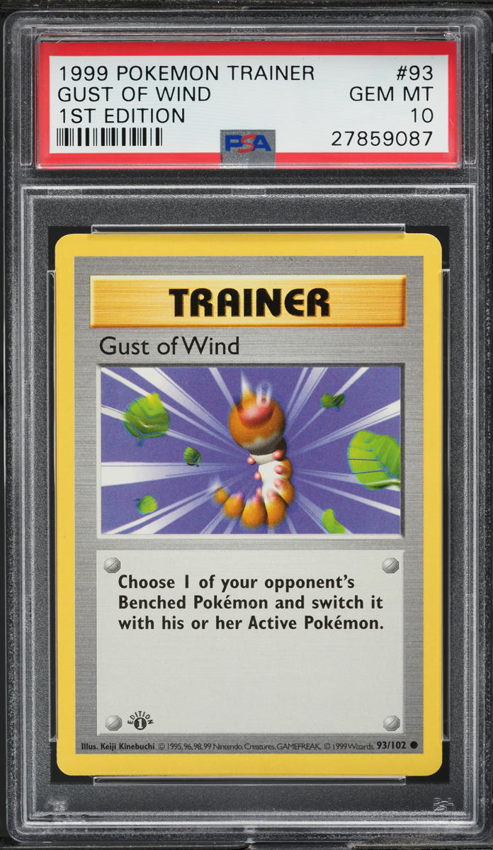 1999 POKEMON BASE SET SHADOWLESS 1ST EDITION GUST OF WIND #93 PSA 10 GEM MINT