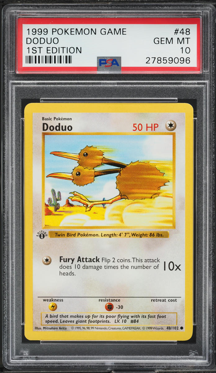 1999 POKEMON BASE SET SHADOWLESS 1ST EDITION DODUO #48 PSA 10 GEM MINT