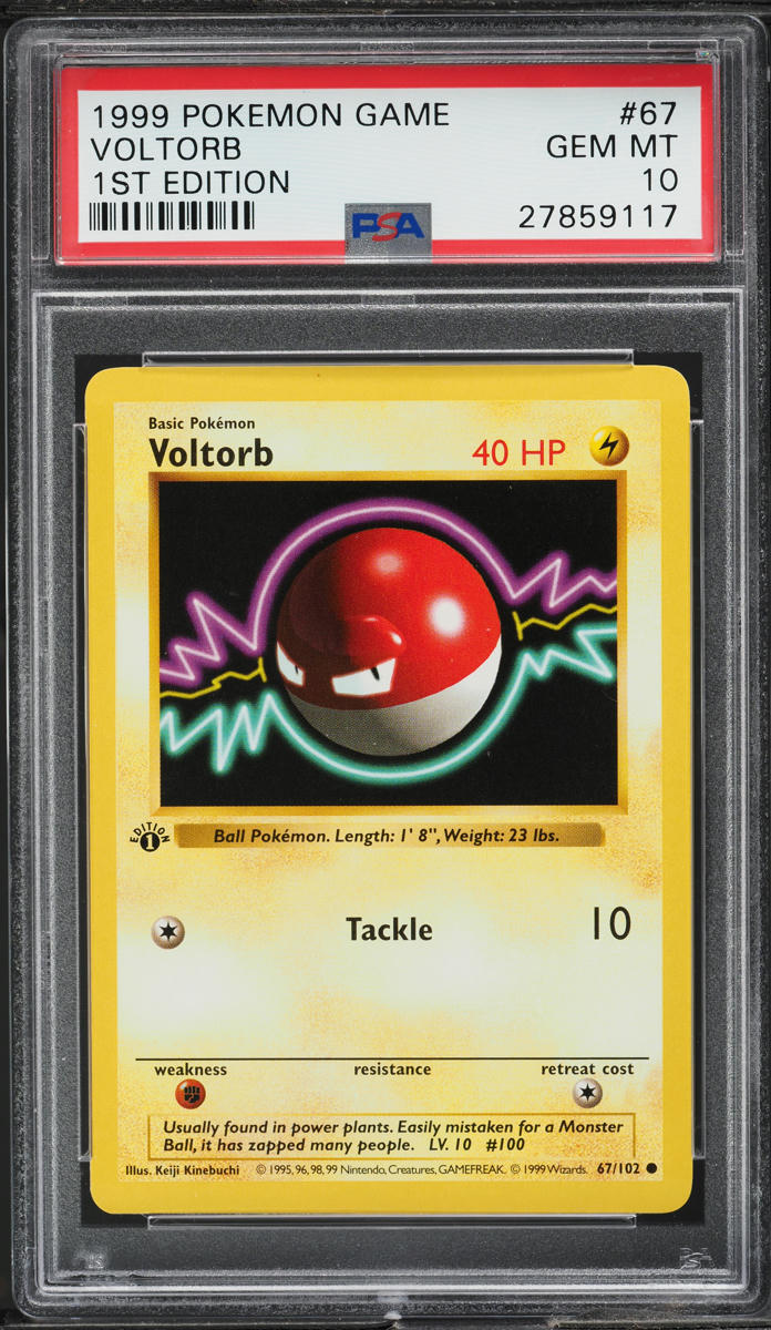 1999 POKEMON BASE SET SHADOWLESS 1ST EDITION VOLTORB #67 PSA 10 GEM MINT