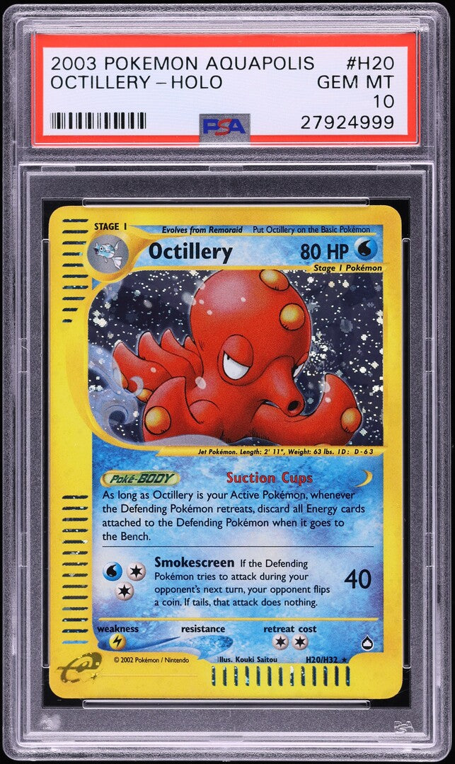 2003 POKEMON AQUAPOLIS HOLO OCTILLERY #H20 PSA 10 GEM MINT