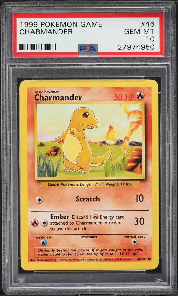 1999 POKEMON BASE SET CHARMANDER #46 PSA 10 GEM MINT