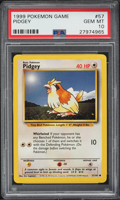 1999 POKEMON BASE SET PIDGEY #57 PSA 10 GEM MINT