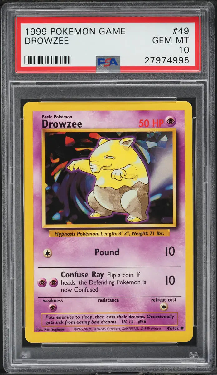 1999 POKEMON BASE SET DROWZEE #49 PSA 10 GEM MINT