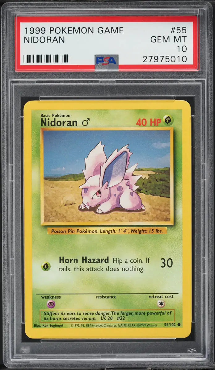 1999 POKEMON BASE SET NIDORAN #55 PSA 10 GEM MINT