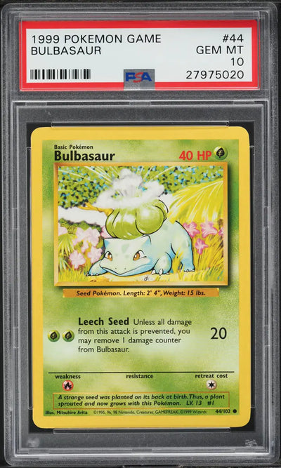 1999 POKEMON BASE SET BULBASAUR #44 PSA 10 GEM MINT