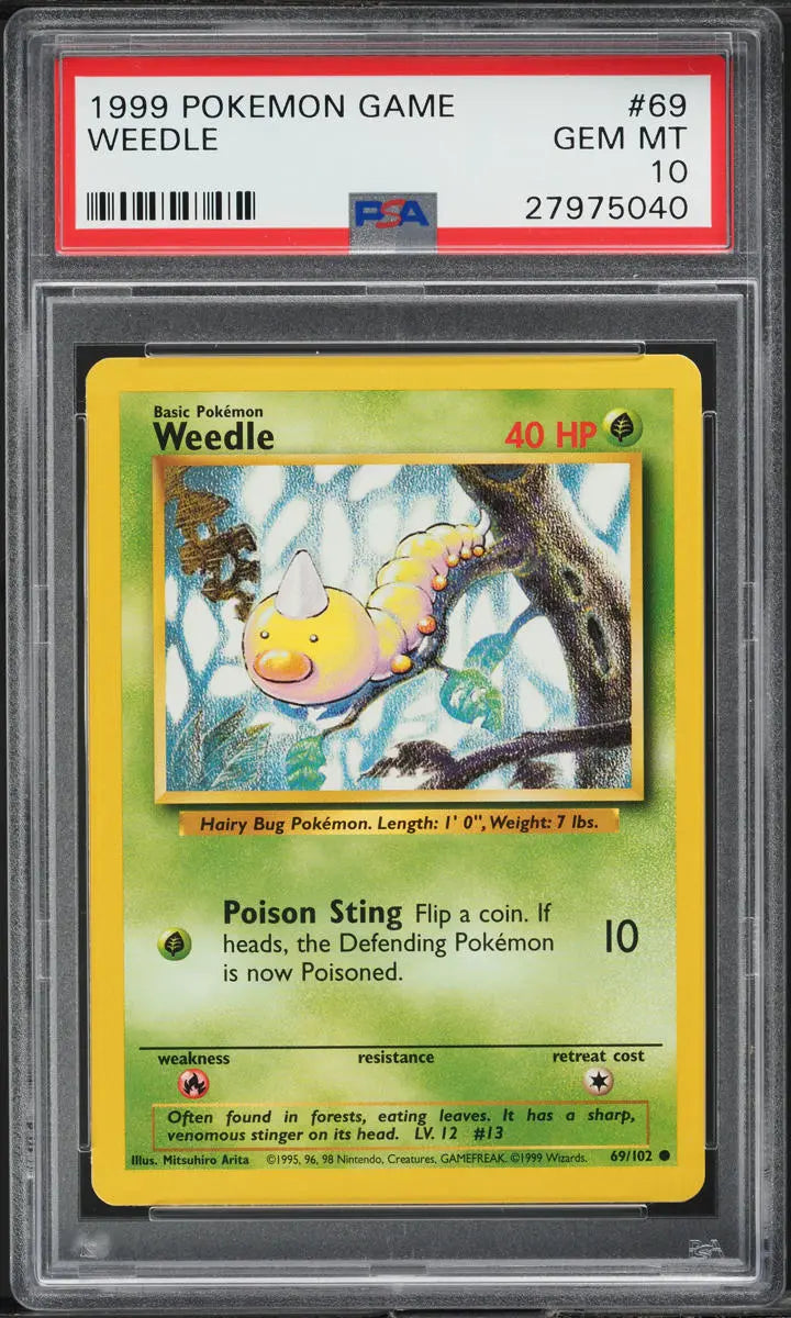 1999 POKEMON BASE SET WEEDLE #69 PSA 10 GEM MINT