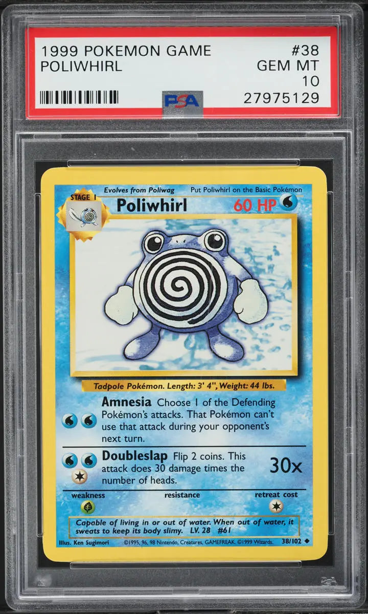 1999 POKEMON BASE SET POLIWHIRL #38 PSA 10 GEM MINT