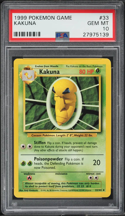 1999 POKEMON BASE SET KAKUNA #33 PSA 10 GEM MINT