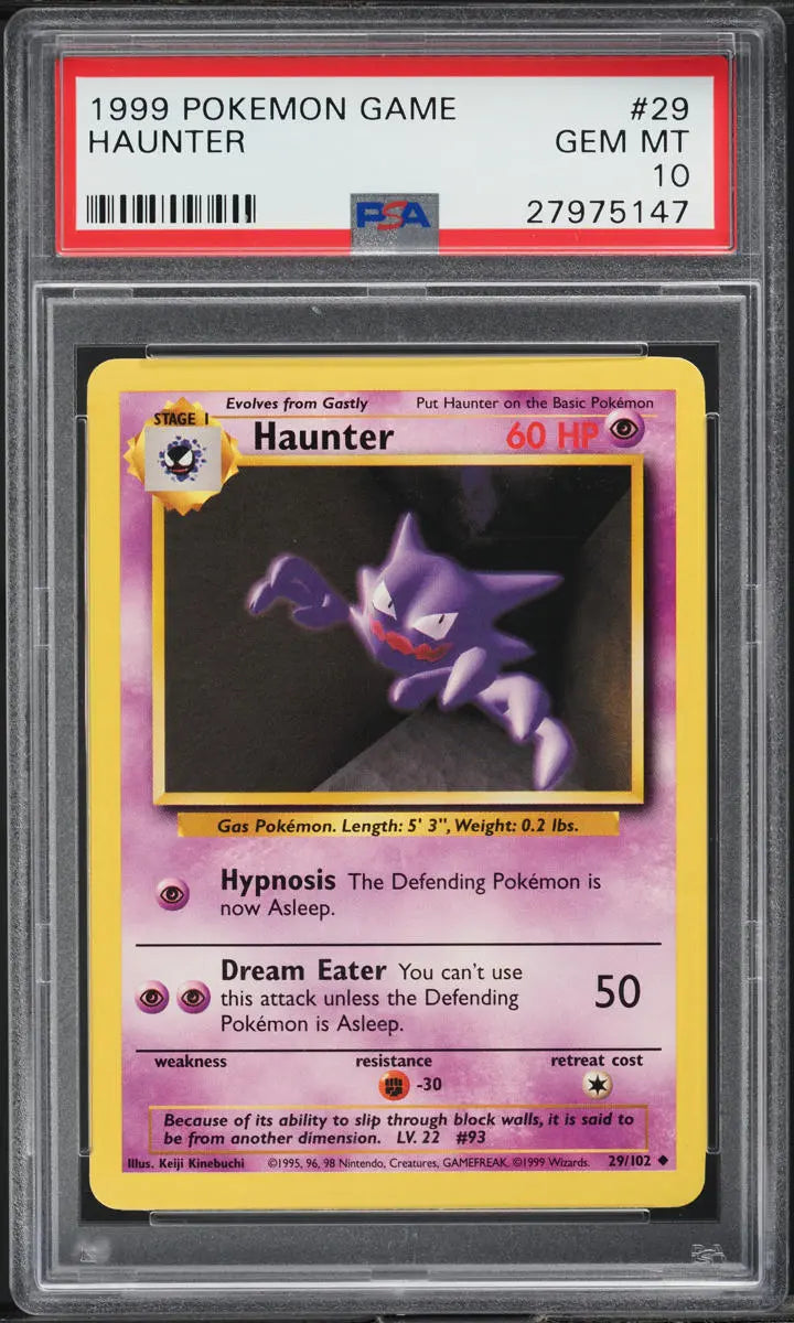 1999 POKEMON BASE SET HAUNTER #29 PSA 10 GEM MINT