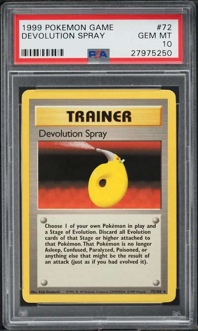 1999 POKEMON BASE SET DEVOLUTION SPRAY #72 PSA 10 GEM MINT