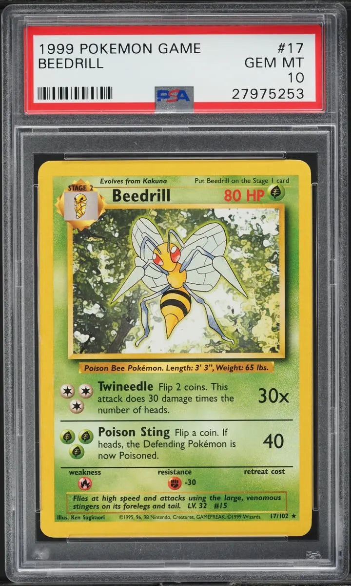 1999 POKEMON BASE SET BEEDRILL #17 PSA 10 GEM MINT