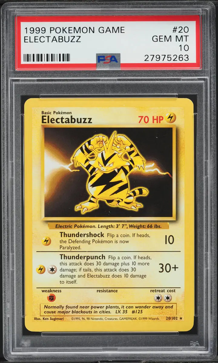 1999 POKEMON BASE SET ELECTABUZZ #20 PSA 10 GEM MINT