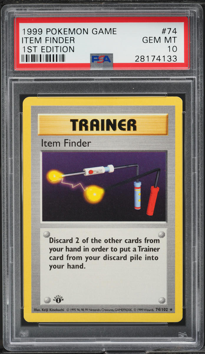 1999 POKEMON BASE SET SHADOWLESS 1ST EDITION ITEM FINDER #74 PSA 10 GEM MINT