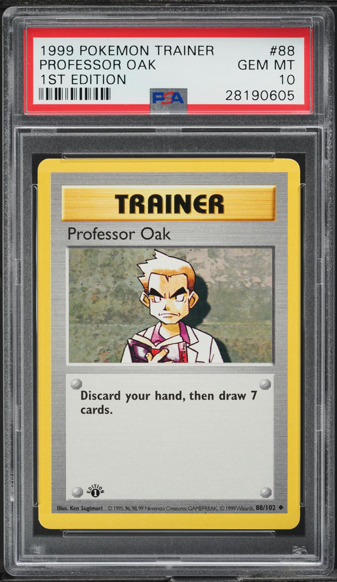 1999 POKEMON BASE SET SHADOWLESS 1ST EDITION PROFESSOR OAK #88 PSA 10 GEM MINT