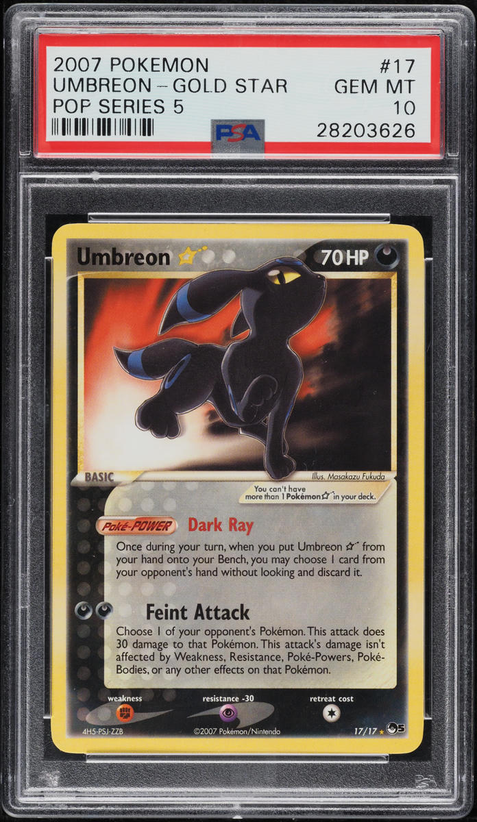 2007 POKEMON POP SERIES 5 UMBREON GOLD STAR #17 PSA 10 GEM MINT
