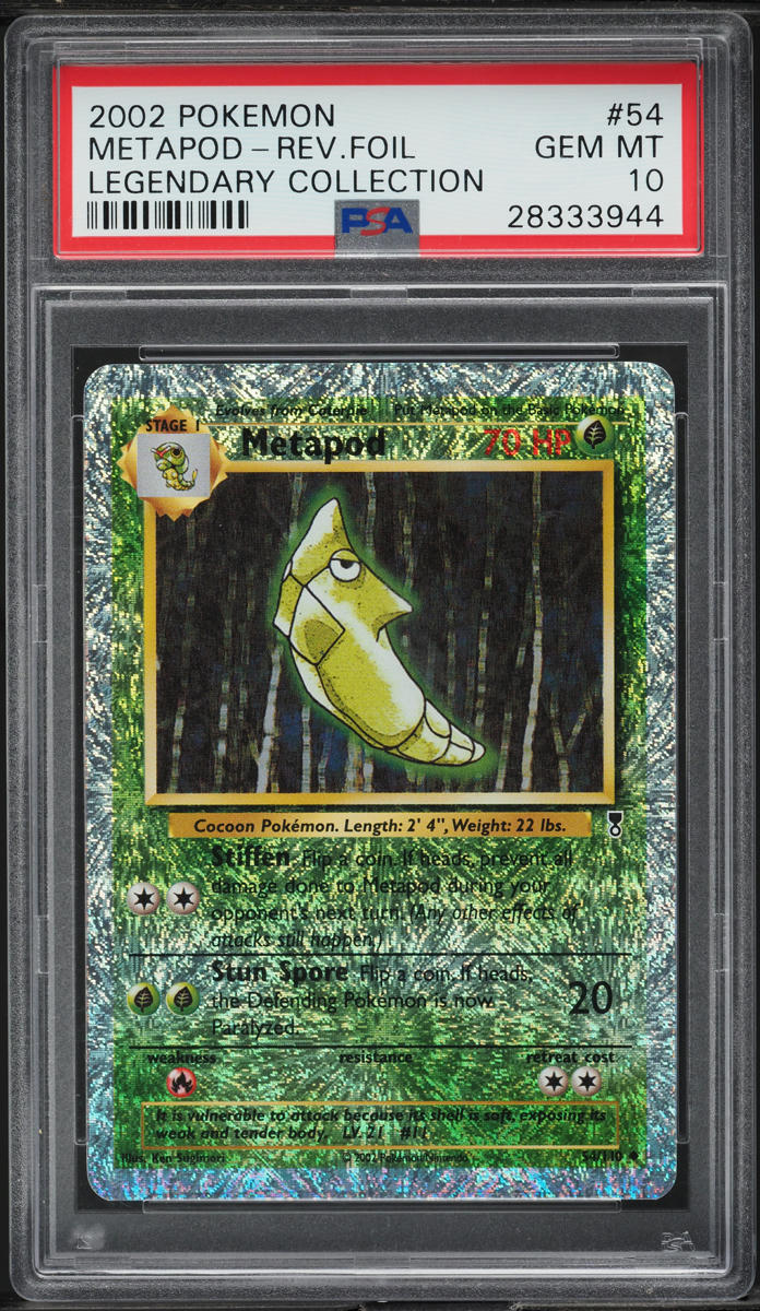 2002 POKEMON LEGENDARY COLLECTION REVERSE HOLO METAPOD #54 PSA 10 GEM MINT