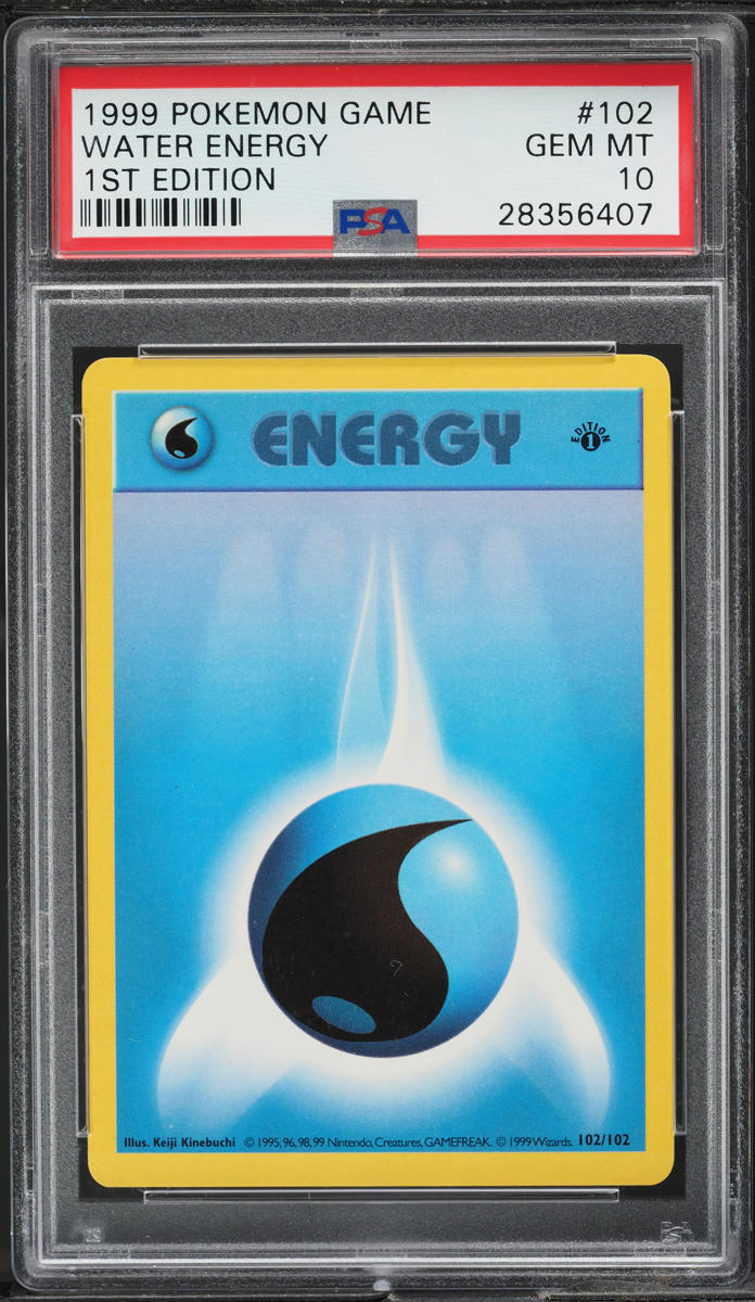 1999 POKEMON BASE SET SHADOWLESS 1ST EDITION WATER ENERGY #102 PSA 10 GEM MINT