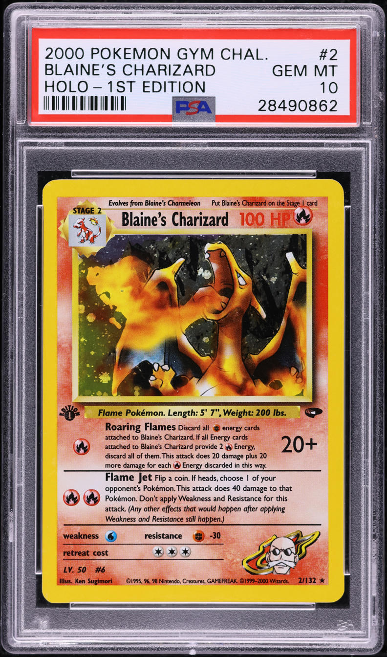 2000 POKEMON GYM CHALLENGE 1ST EDITION HOLO BLAINE'S CHARIZARD #2 PSA 10 GEM MINT
