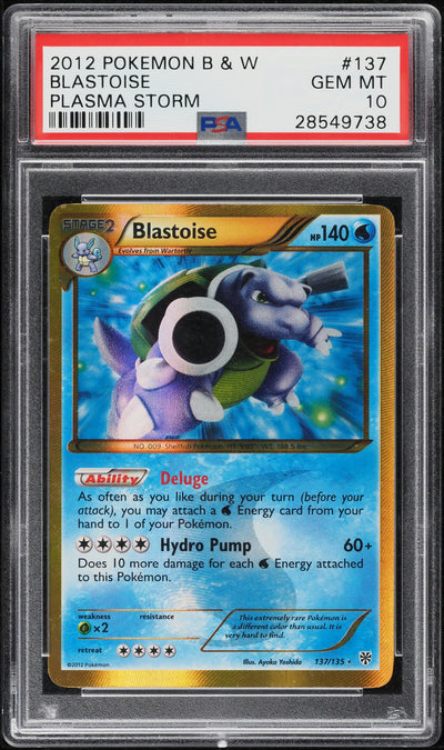 2013 POKEMON BLACK & WHITE PLASMA STORM SECRET RARE BLASTOISE #137 PSA 10 GEM