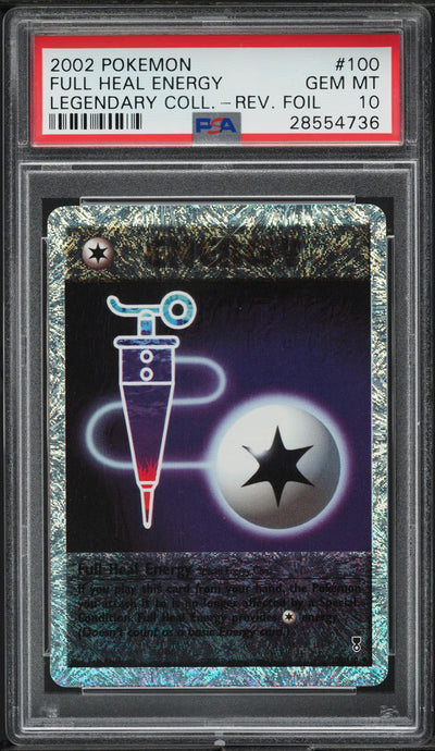 2002 POKEMON LEGENDARY COLLECTION REVERSE HOLO FULL HEAL ENERGY #100 PSA 10 GEM