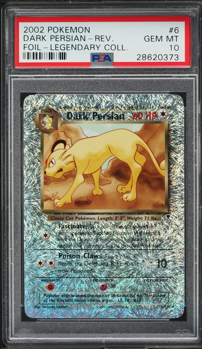 2002 POKEMON LEGENDARY COLLECTION REVERSE HOLO DARK PERSIAN #6 PSA 10 GEM MINT