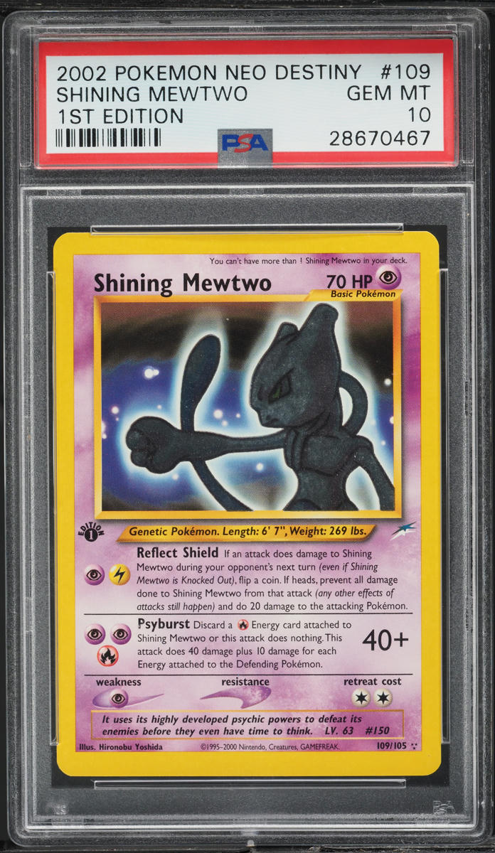 2002 POKEMON NEO DESTINY 1ST EDITION SHINING MEWTWO #109 PSA 10 GEM MINT