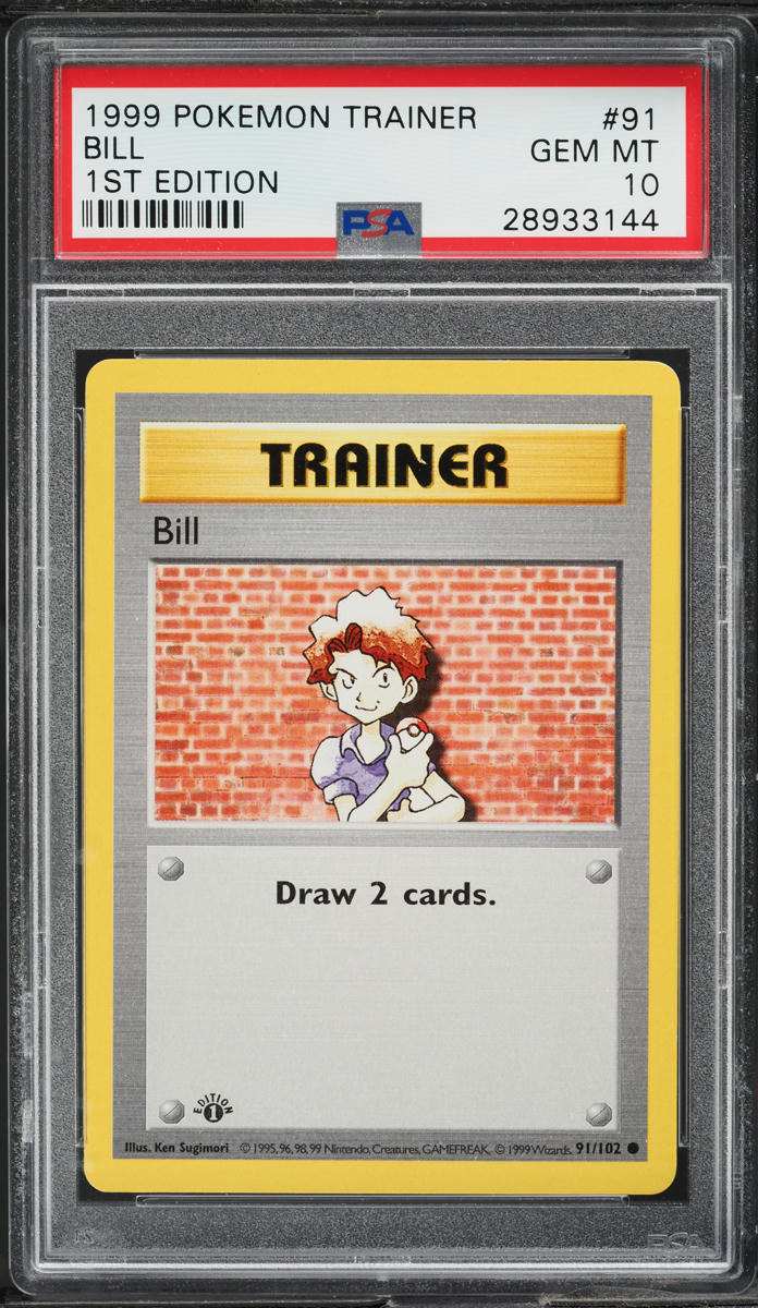 1999 POKEMON BASE SET SHADOWLESS 1ST EDITION BILL #91 PSA 10 GEM MINT