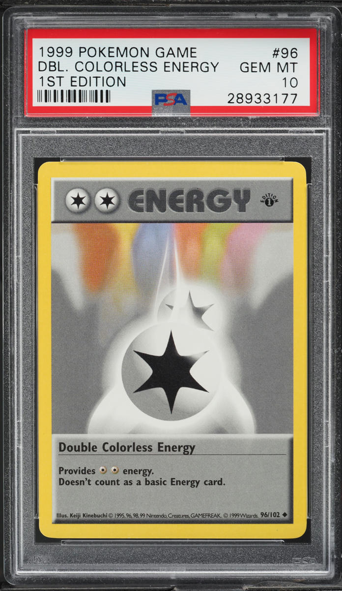 1999 POKEMON BASE SET SHADOWLESS 1ST EDITION DOUBLE COLORLESS ENERGY #96 PSA 10