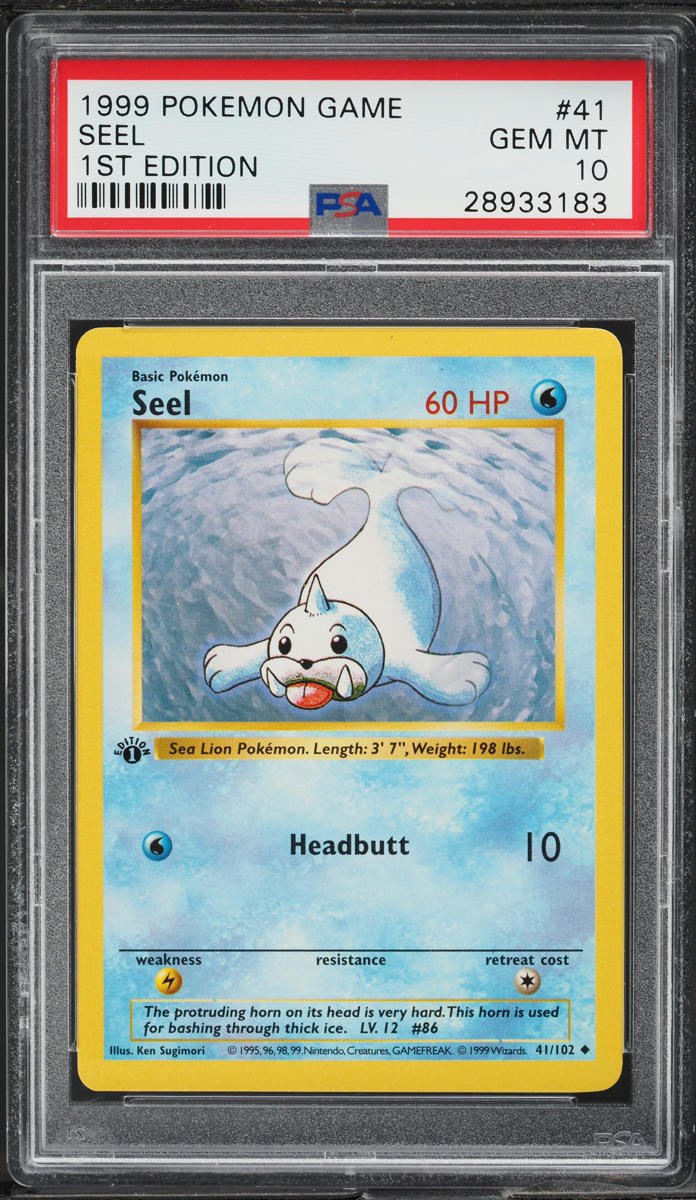 1999 POKEMON BASE SET SHADOWLESS 1ST EDITION SEEL #41 PSA 10 GEM MINT