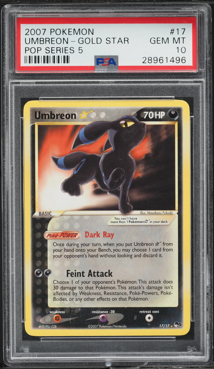 2007 POKEMON POP SERIES 5 UMBREON GOLD STAR #17 PSA 10 GEM MINT