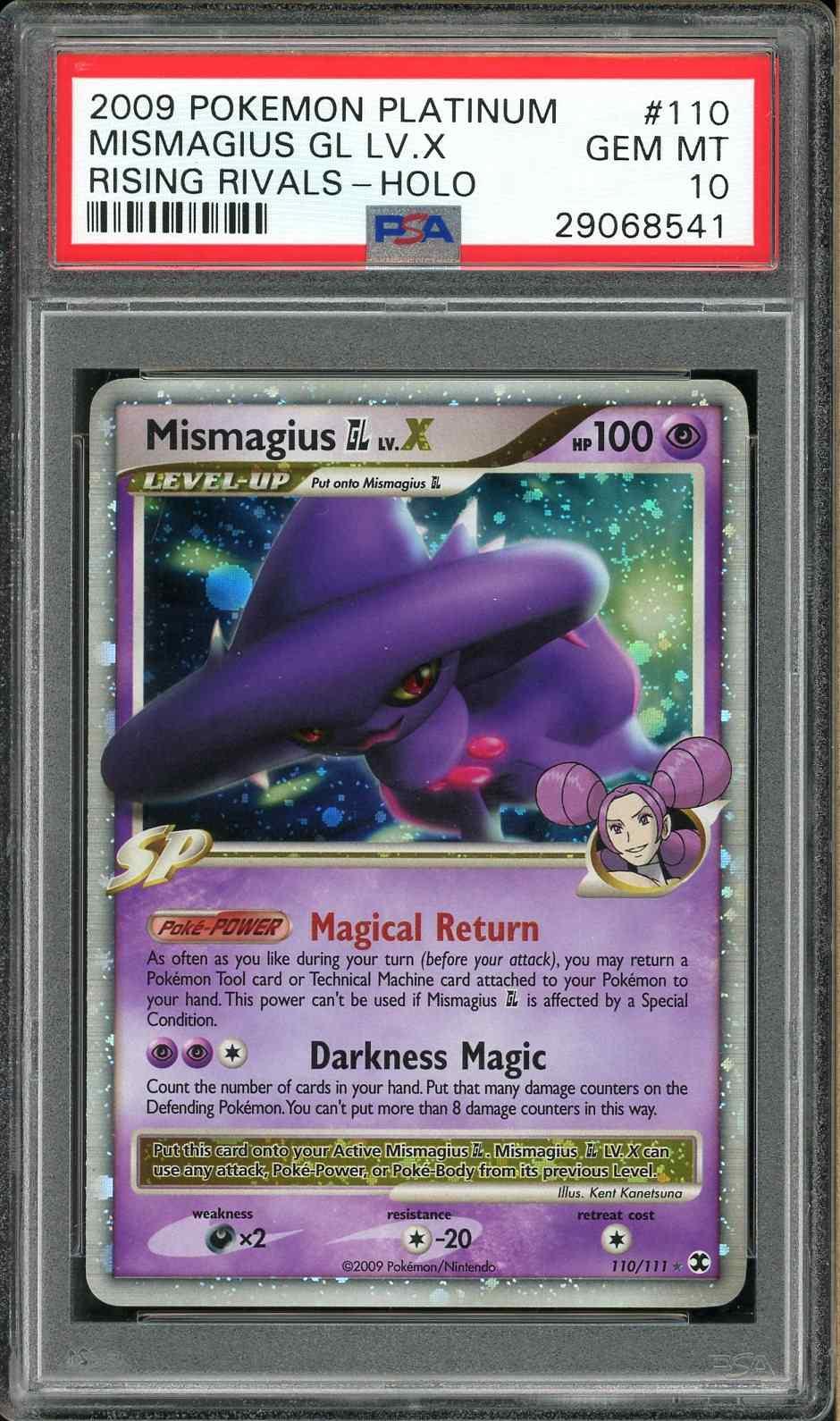 2009 POKEMON PLATINUM RISING RIVALS HOLO MISMAGIUS GL LV.X #110 PSA 10 ...