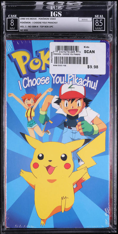 1998 POKEMON I CHOOSE YOU! PIKACHU! VHS IGS 8 CASE 8.5 SEAL SEALED