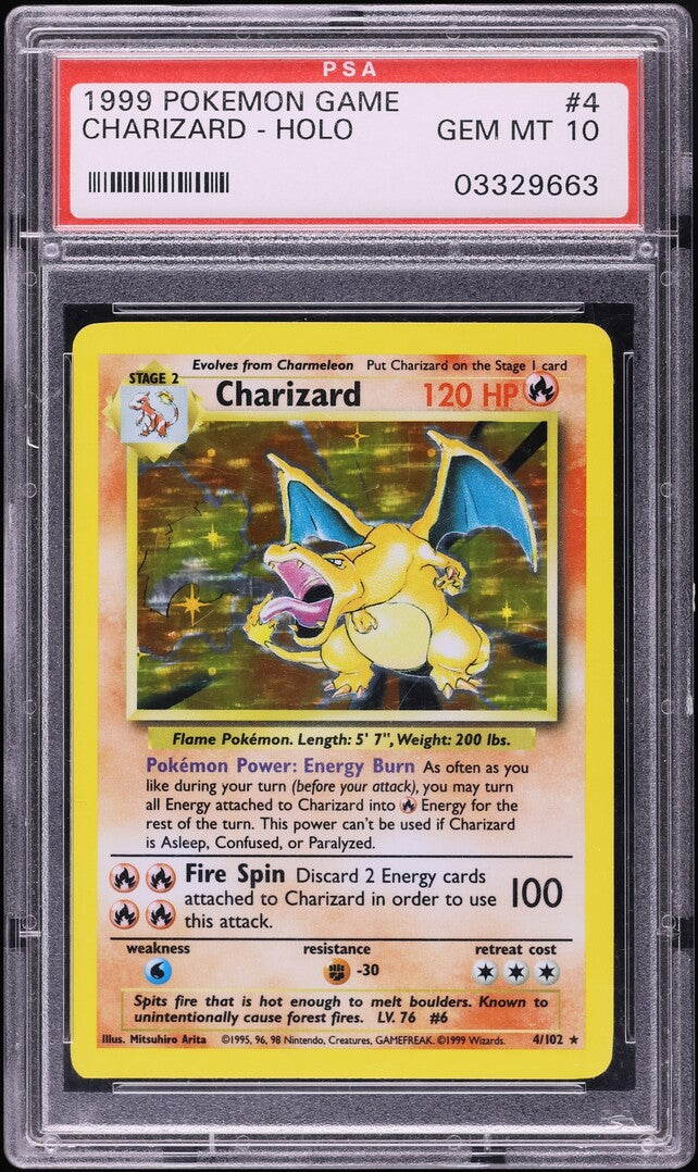 1999 POKEMON BASE SET HOLO CHARIZARD #4 PSA 10