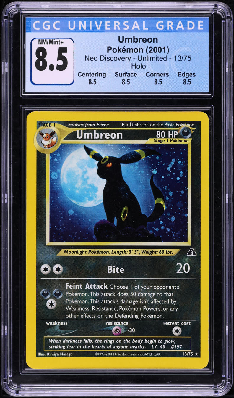 2001 POKEMON NEO DISCOVERY HOLO UMBREON #13 CGC 8.5 NM-MT+