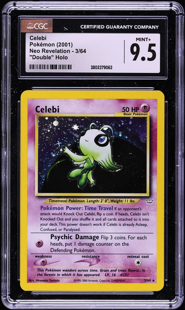 2001 POKEMON NEO REVELATION DOUBLE HOLO ERROR CELEBI #3 CGC 9.5