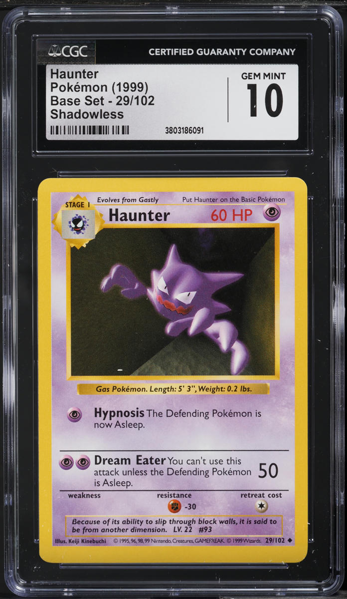 1999 POKEMON BASE SET SHADOWLESS HAUNTER #29 CGC 10 GEM MINT