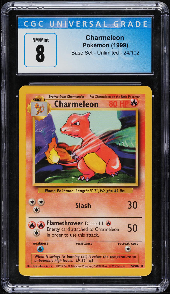 1999 POKEMON BASE SET CHARMELEON #24 CGC 8 NM-MT