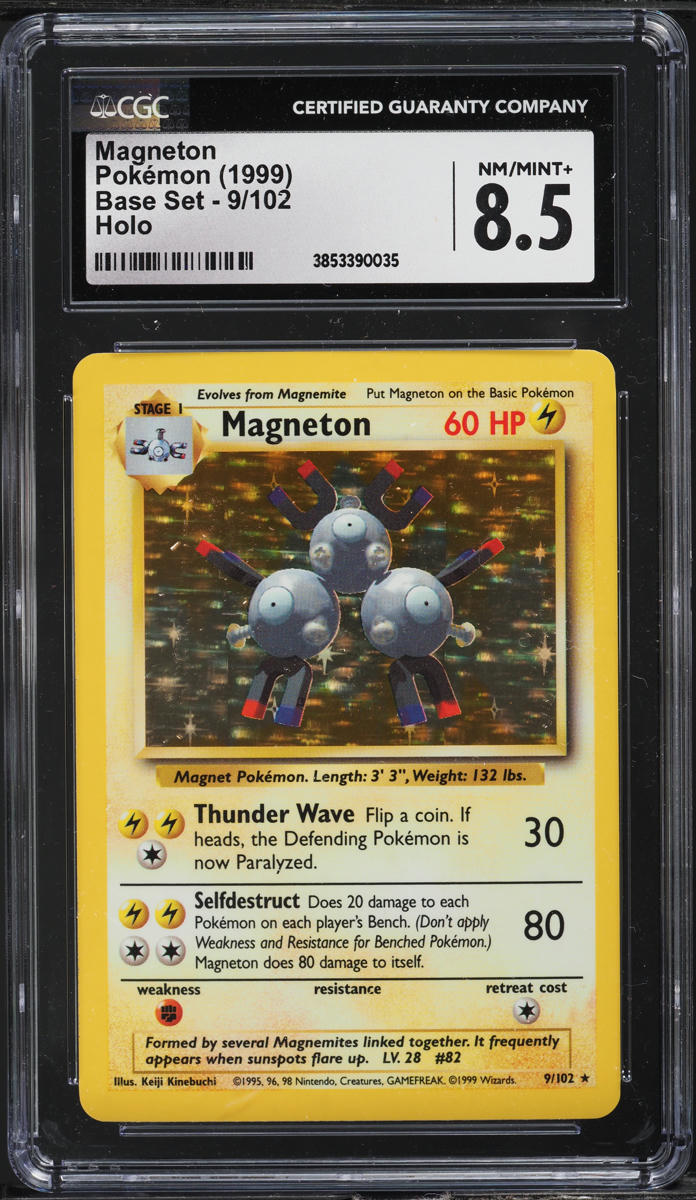1999 POKEMON BASE SET HOLO MAGNETON #9 CGC 8.5 NM-MT+