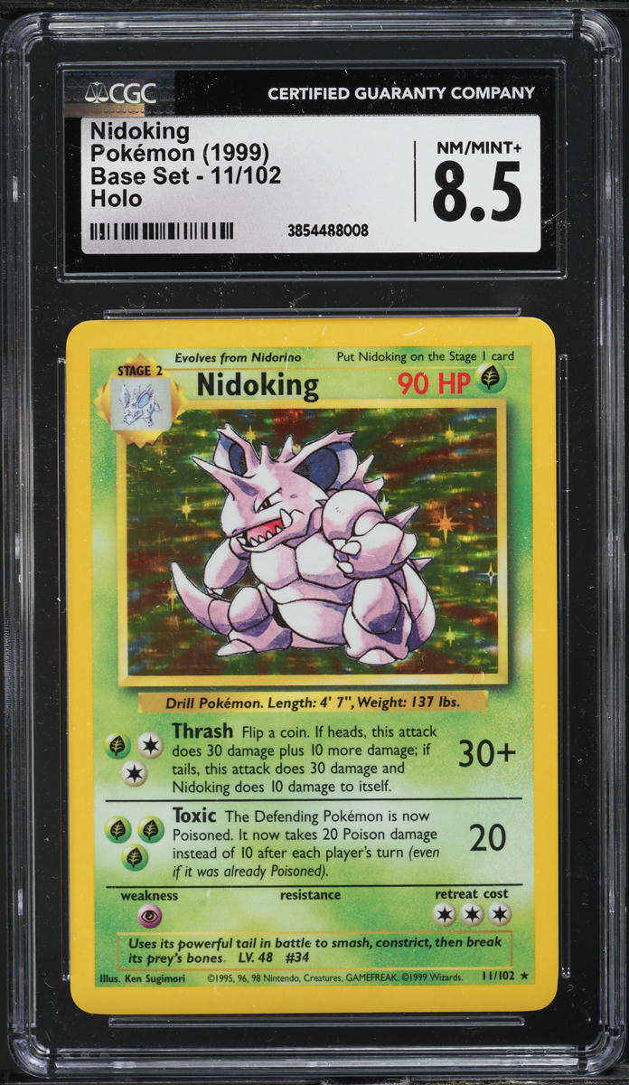 1999 POKEMON BASE SET HOLO NIDOKING #11 CGC 8.5 NM-MT+