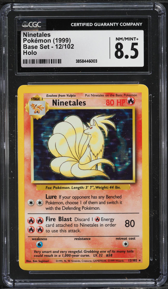 1999 POKEMON BASE SET HOLO NINETALES #12 CGC 8.5 NM-MT+